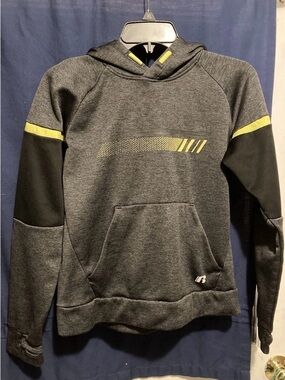 Russell Athletic Gray Hooded Sweatshirt with Yellow Accents
